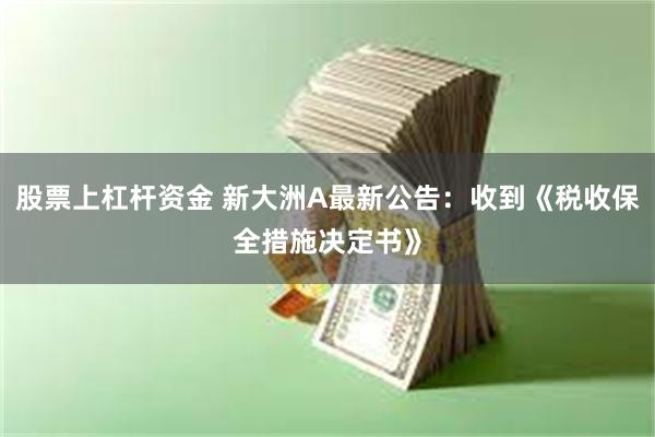 股票上杠杆资金 新大洲A最新公告：收到《税收保全措施决定书》